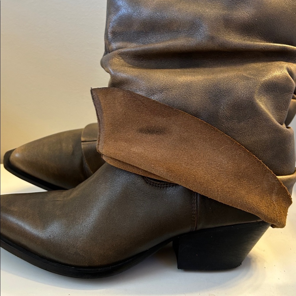 Crown vintage Dark Brown Leather Boots - Picture 3 of 10